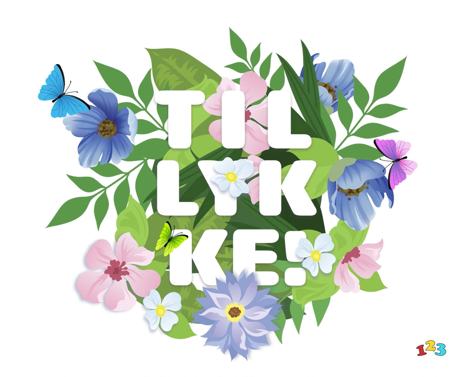 Blomster - Tillykke - Gratis Postkort Fra 123kort.dk