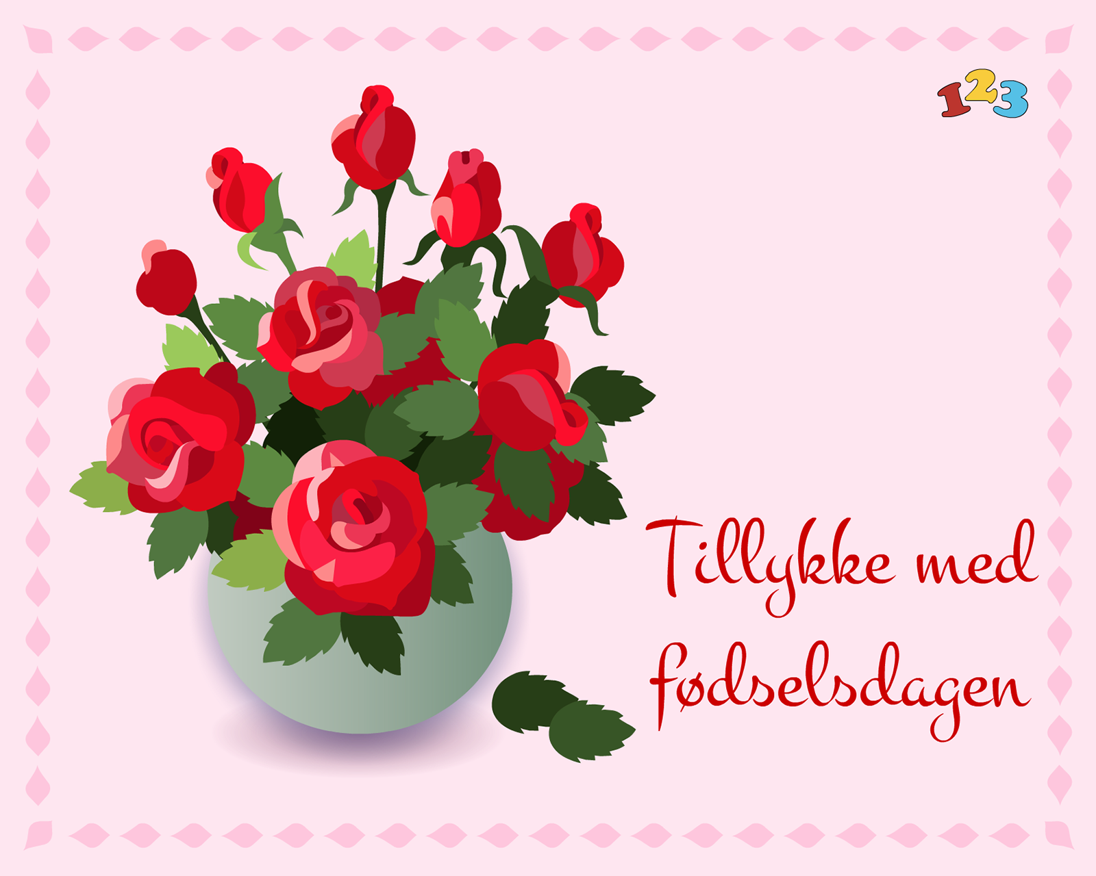 Fødselsdagsroser - Fødselsdagskort - gratis postkort fra 123kort.dk